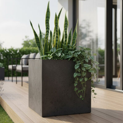 Donica Caldea czarna 60x60x60 kwadratowa