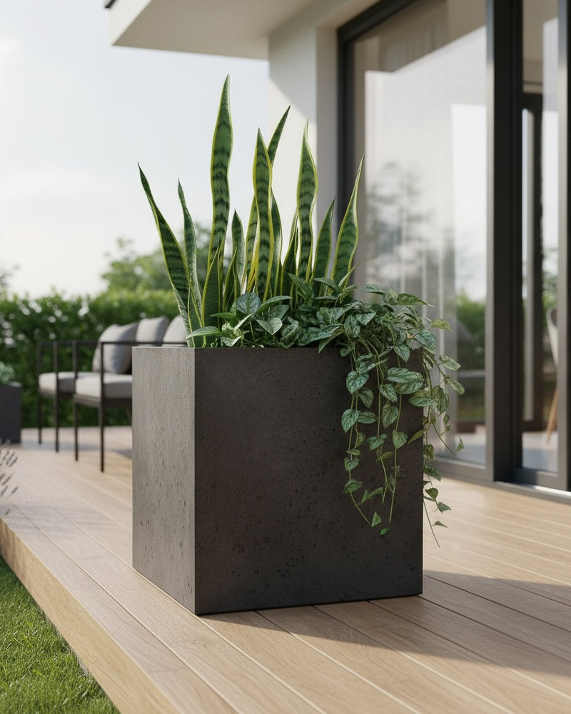 Donica Caldea czarna 60x60x60 kwadratowa